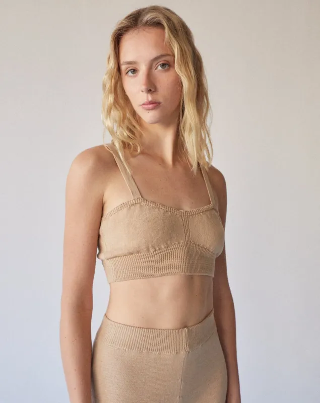 Charm Bra Knit Top Toasted Almond sold by Alohas