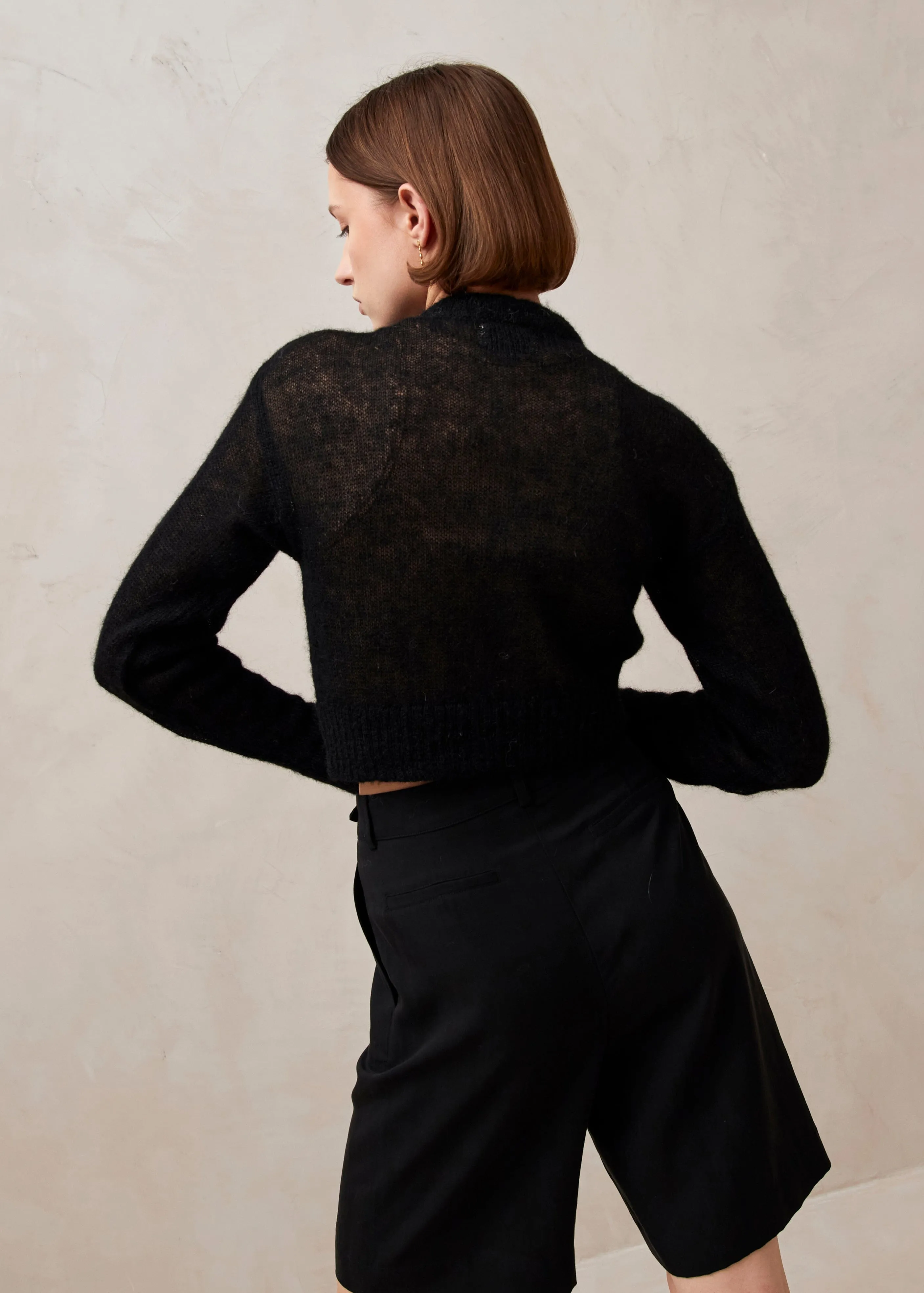 Kine Black Tricot Cardigan sold by Alohas product image thumbnail 4