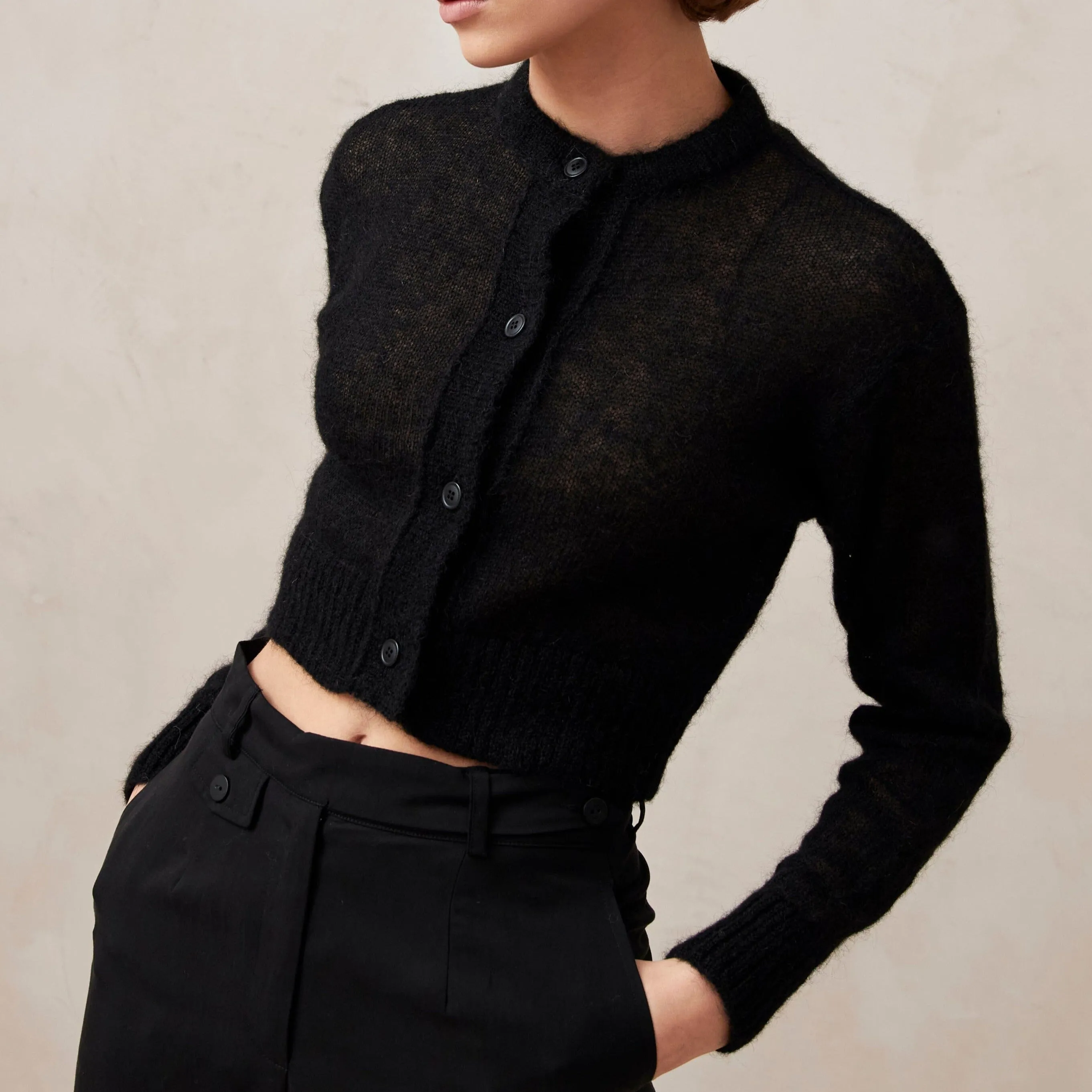 Kine Black Tricot Cardigan sold by Alohas product image thumbnail 3