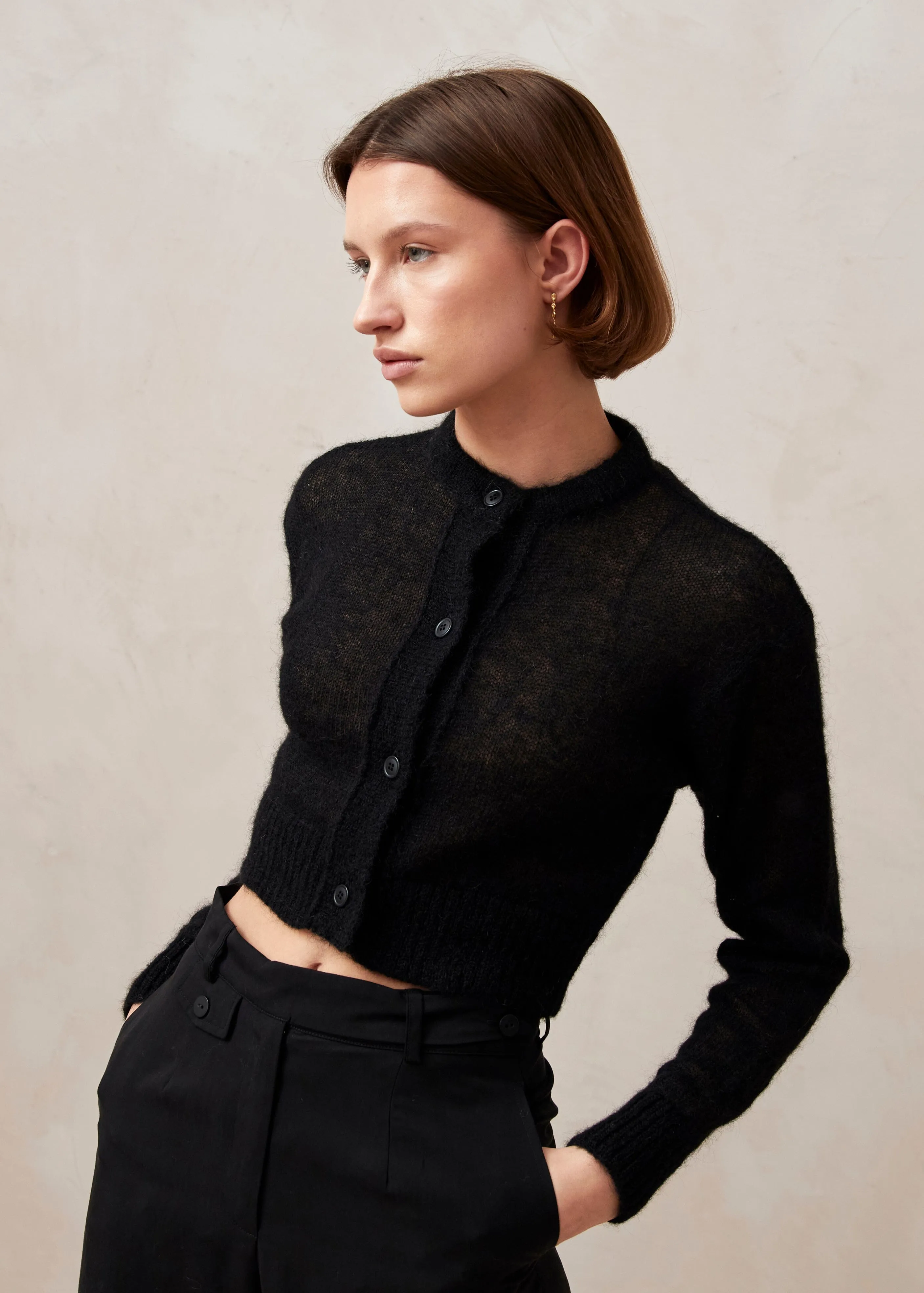 Kine Black Tricot Cardigan sold by Alohas