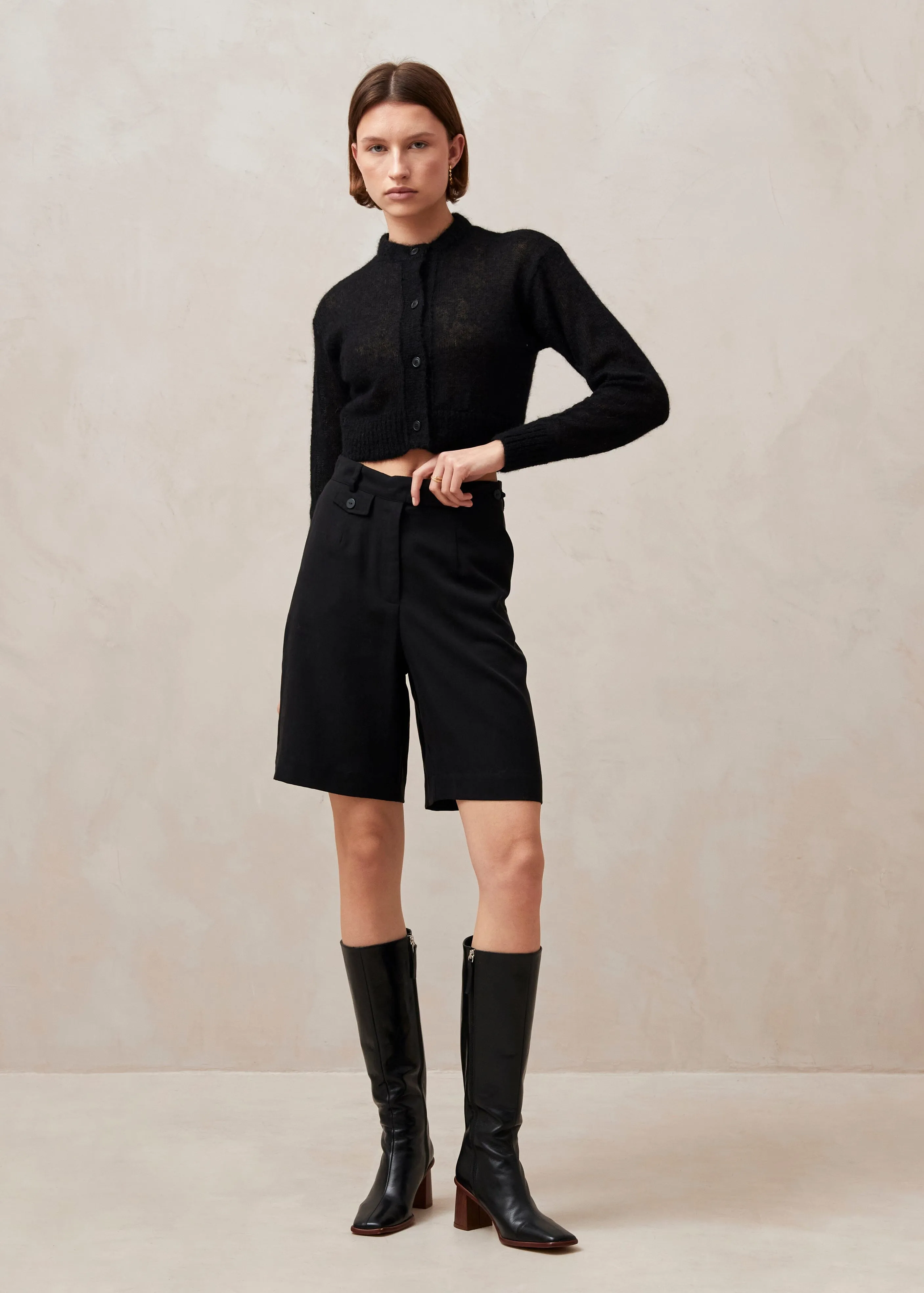 Kine Black Tricot Cardigan sold by Alohas product image thumbnail 2