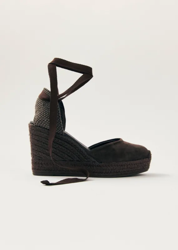 Cordelia Suede Brown Leather Espadrilles sold by Alohas