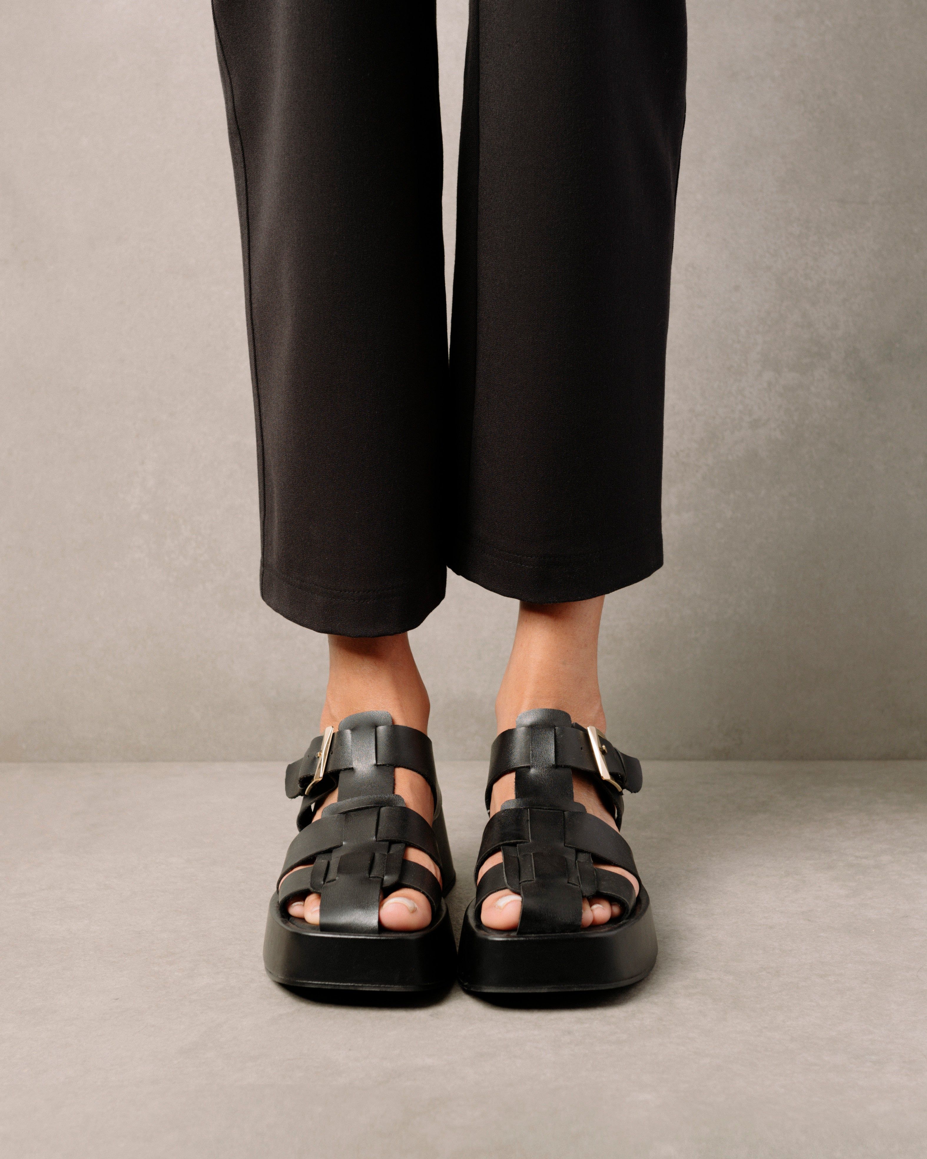 Scenic Black Vegan Leather Sandals sold by Alohas product image thumbnail 5