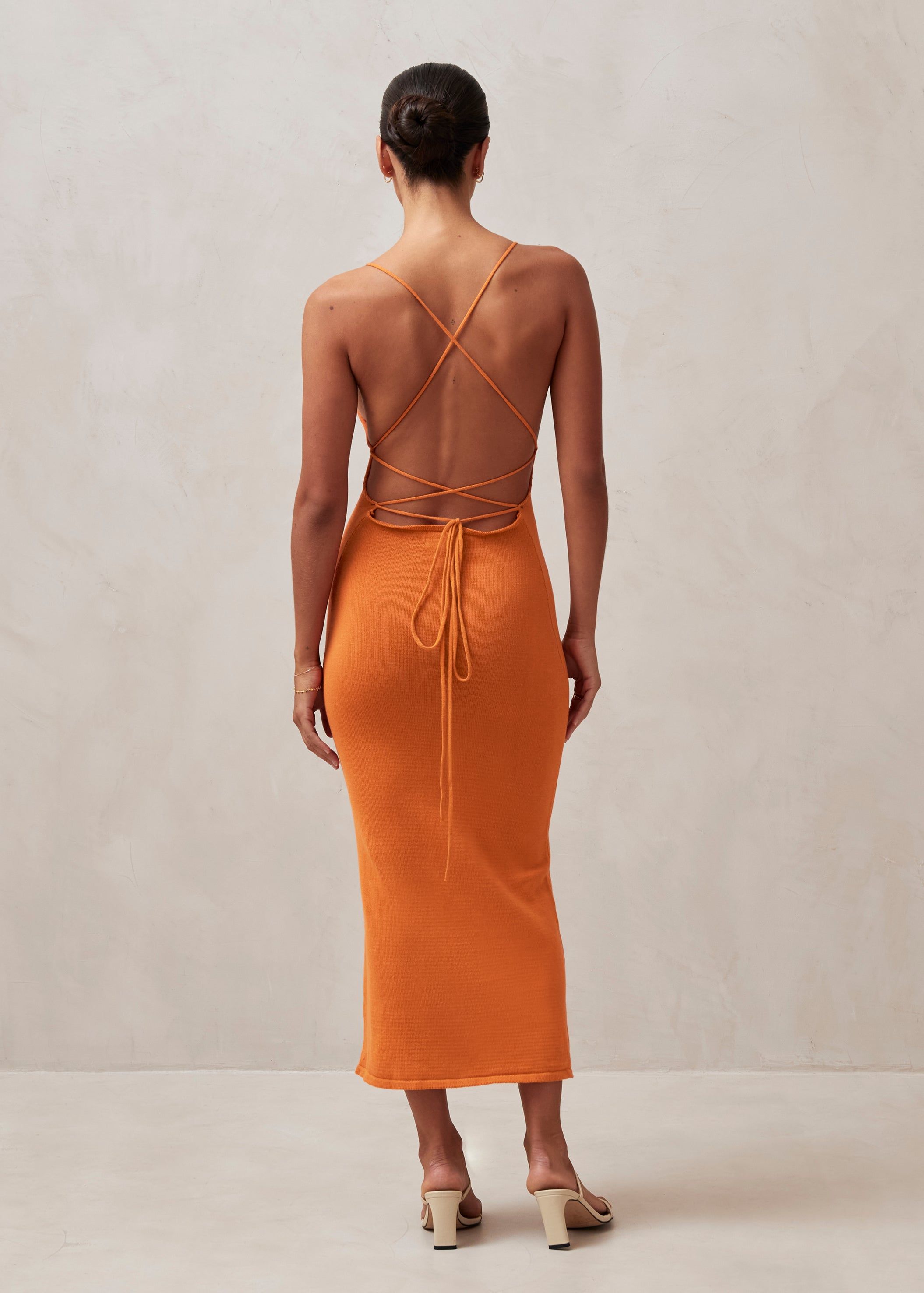 Delicate Strap Knit Dress Clementine Orange sold by Alohas product image thumbnail 4