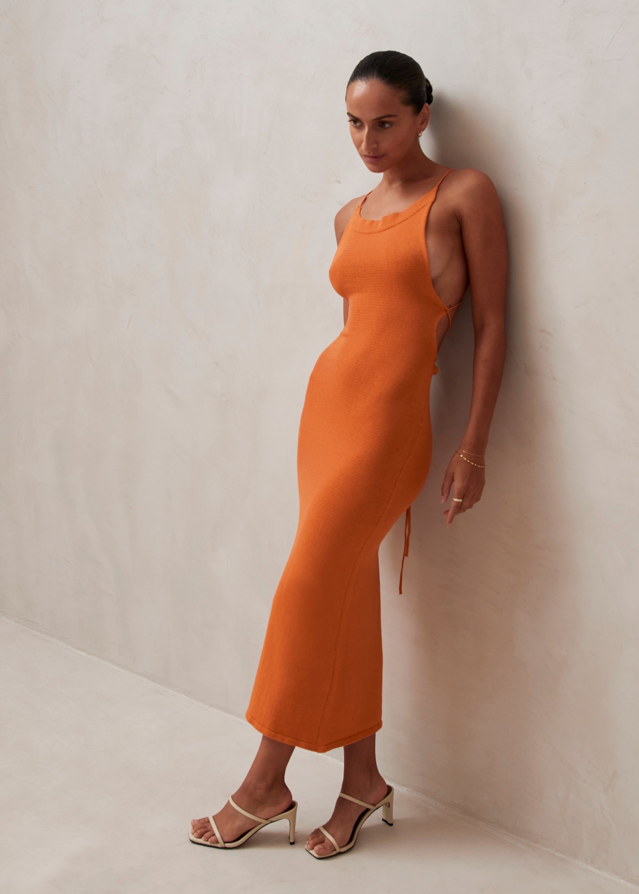 Delicate Strap Knit Dress Clementine Orange sold by Alohas product image thumbnail 5