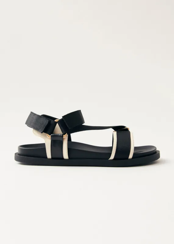 Indigo Black Vegan Leather Sandals sold by Alohas