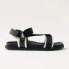 Indigo Black Vegan Leather Sandals sold by Alohas