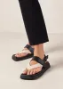 Decade Bicolor Black Cream Leather Sandals sold by Alohas