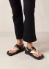 Decade Bicolor Black Cream Leather Sandals sold by Alohas