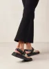 Decade Bicolor Black Cream Leather Sandals sold by Alohas