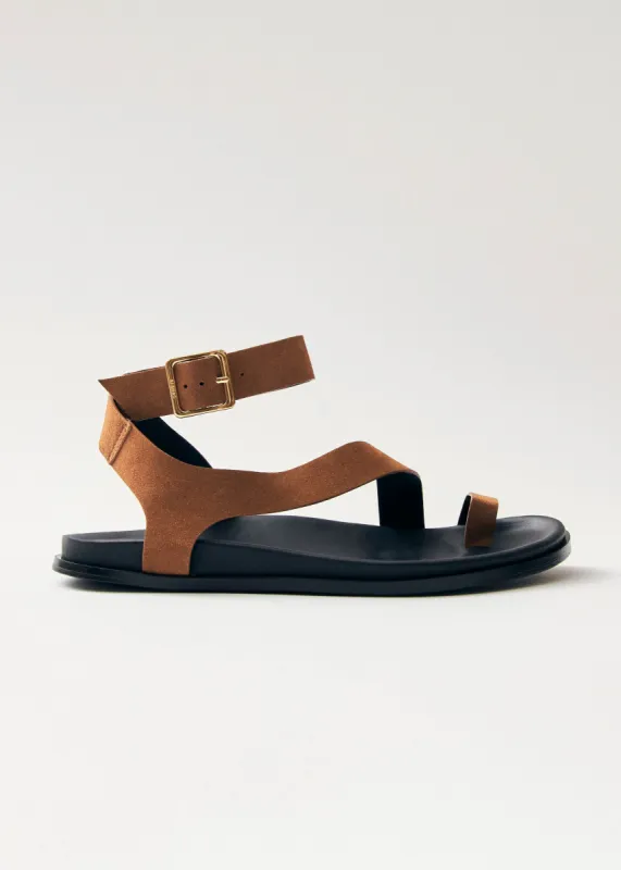 Myles Suede Brown Leather Sandals sold by Alohas