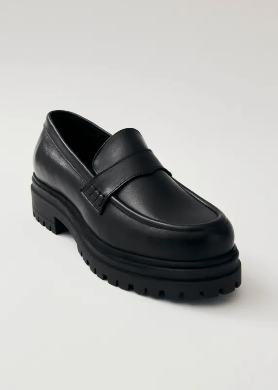 Obsidian Black Leather Loafers sold by Alohas