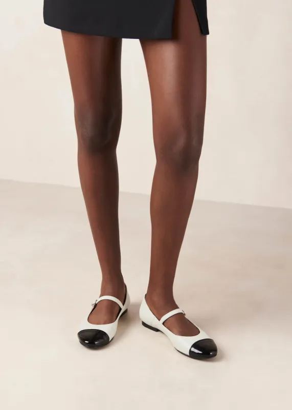 Musa Bicolor Black Cream Leather Ballet Flats sold by Alohas