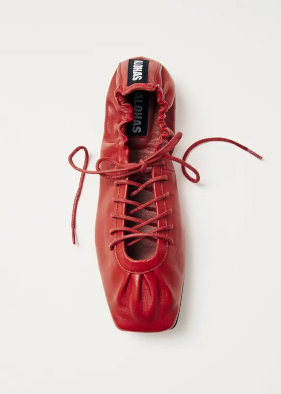 Aureline Red Leather Ballet Flats sold by Alohas