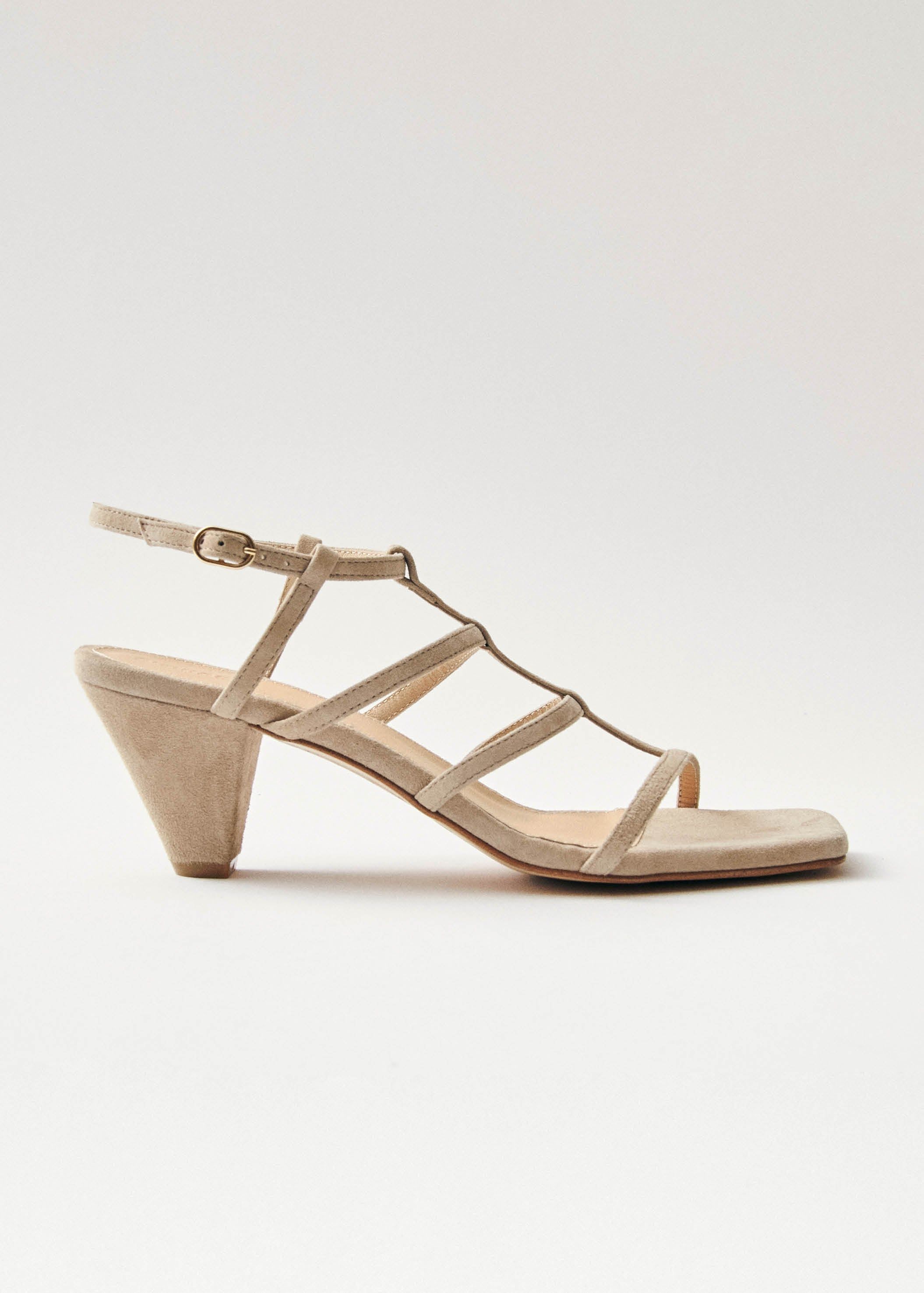 Elara Suede Taupe Leather Sandals sold by Alohas