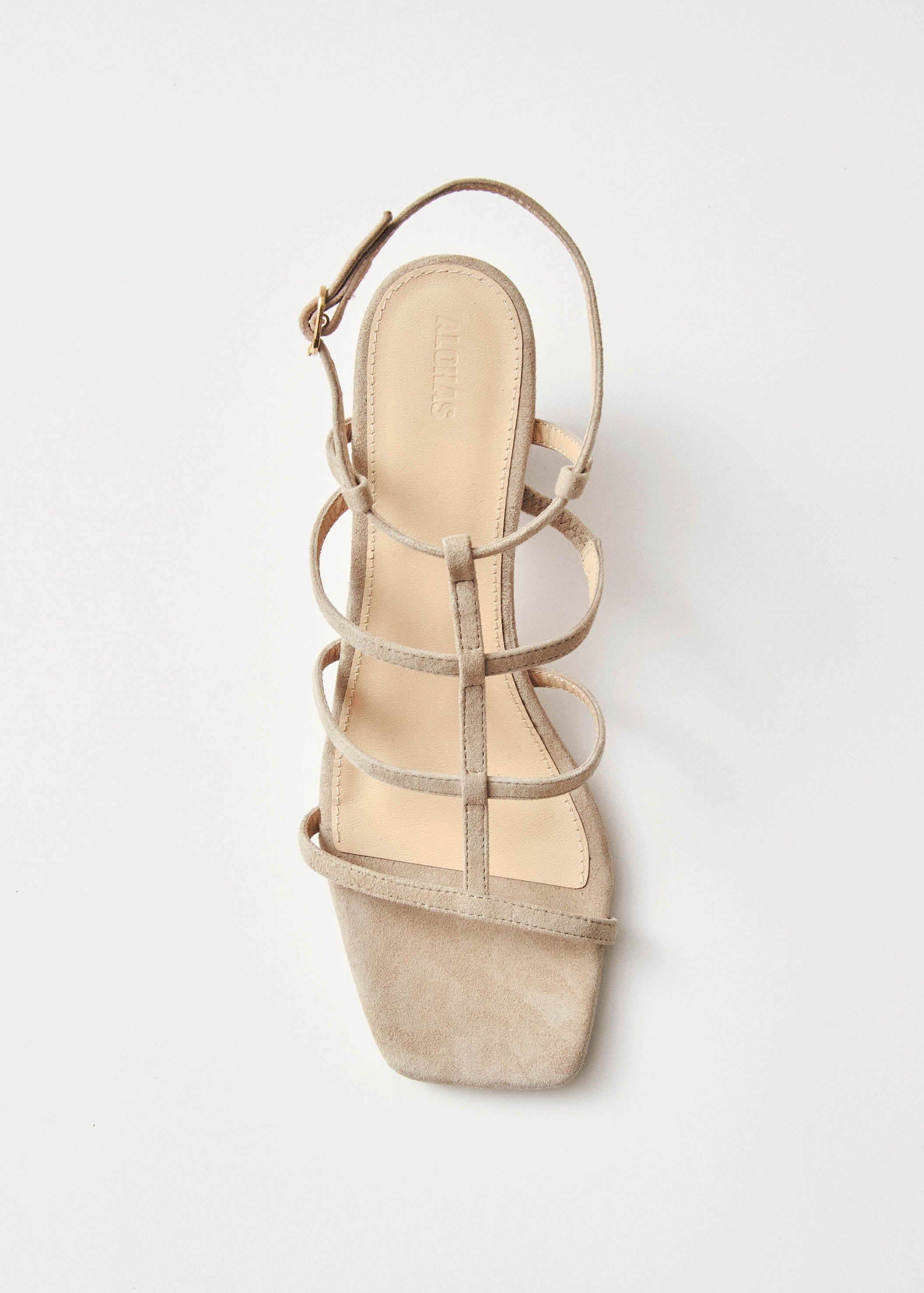 Elara Suede Taupe Leather Sandals sold by Alohas product image thumbnail 4