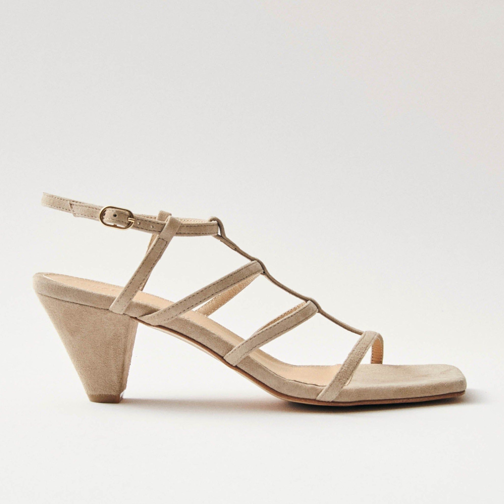 Elara Suede Taupe Leather Sandals sold by Alohas product image thumbnail 3