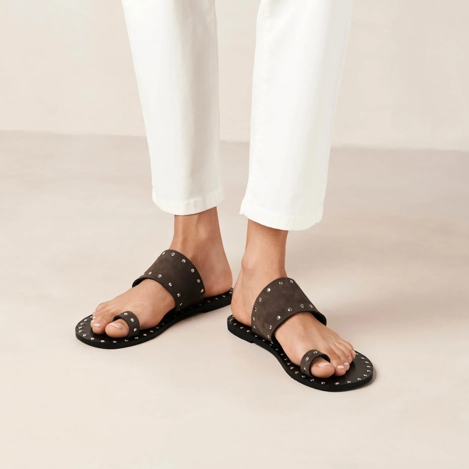 Riley Grey Leather Sandals sold by Alohas product image thumbnail 3