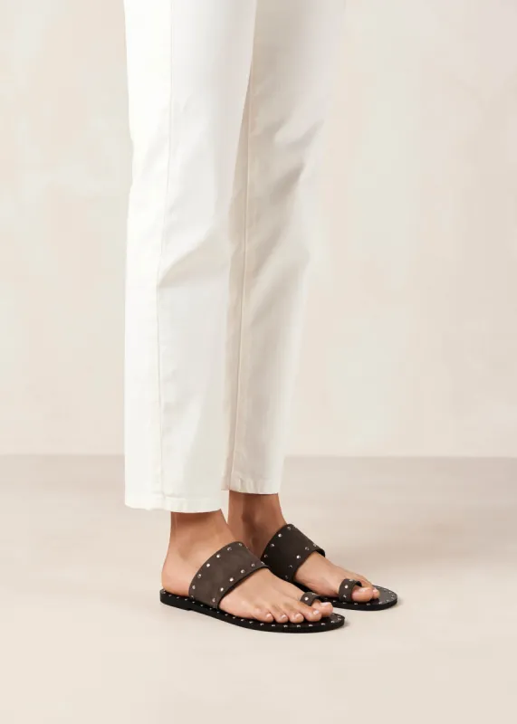 Riley Grey Leather Sandals sold by Alohas