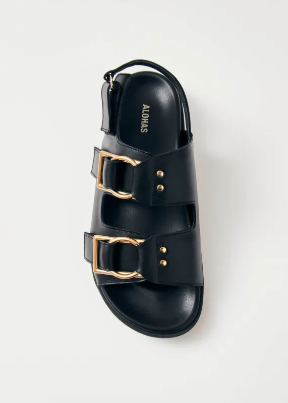 Maui Black Leather Sandals sold by Alohas