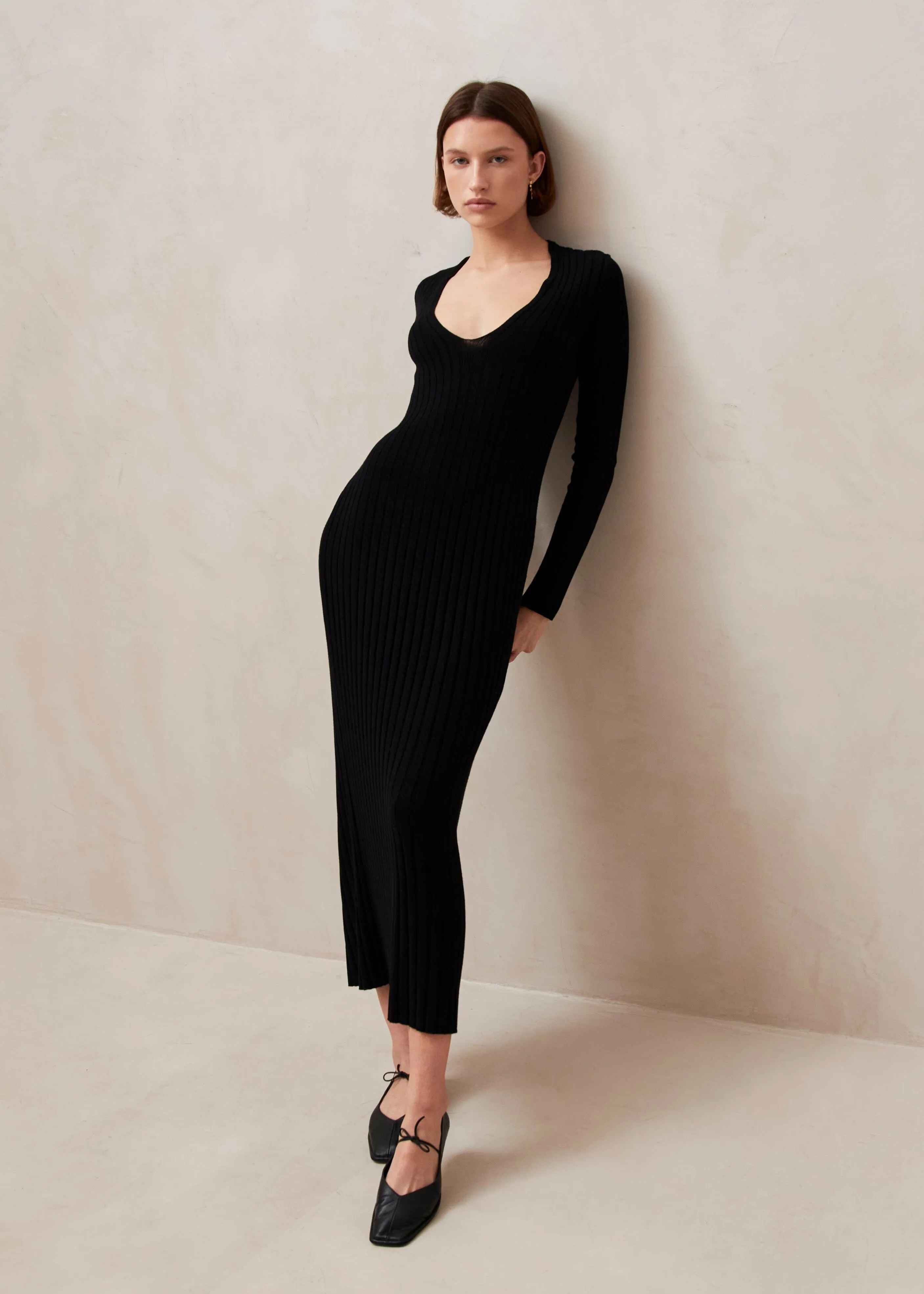 Alve Black Tricot Maxi Dress sold by Alohas