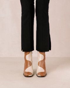 Blair Bicolor Camel Cream Ankle Boots sold by Alohas
