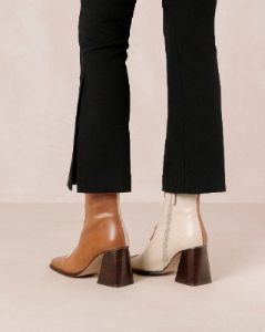 Blair Bicolor Camel Cream Ankle Boots sold by Alohas