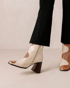 Blair Bicolor Camel Cream Ankle Boots sold by Alohas