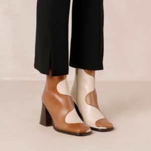Blair Bicolor Camel Cream Ankle Boots sold by Alohas