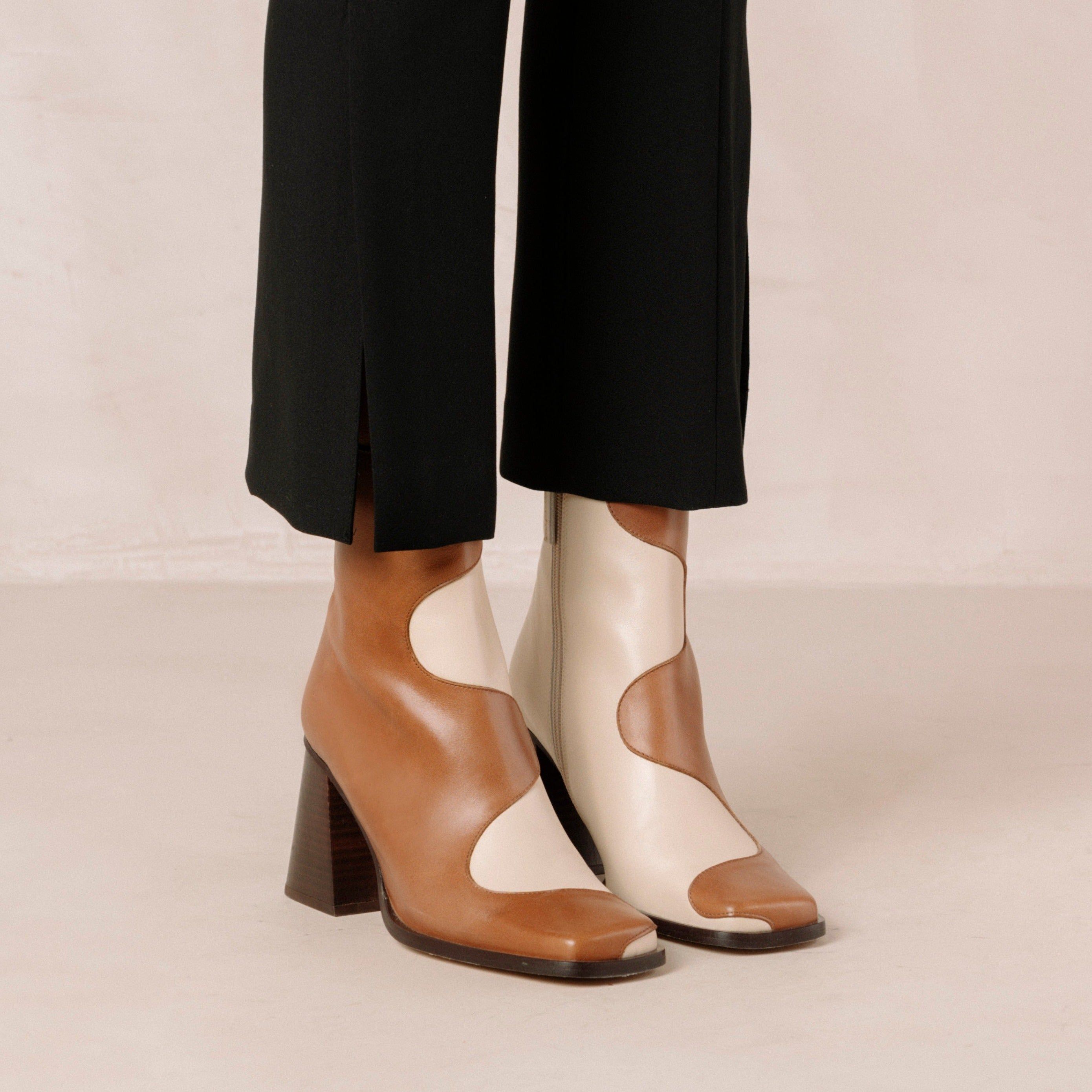 Blair Bicolor Camel Cream Ankle Boots sold by Alohas product image thumbnail 3