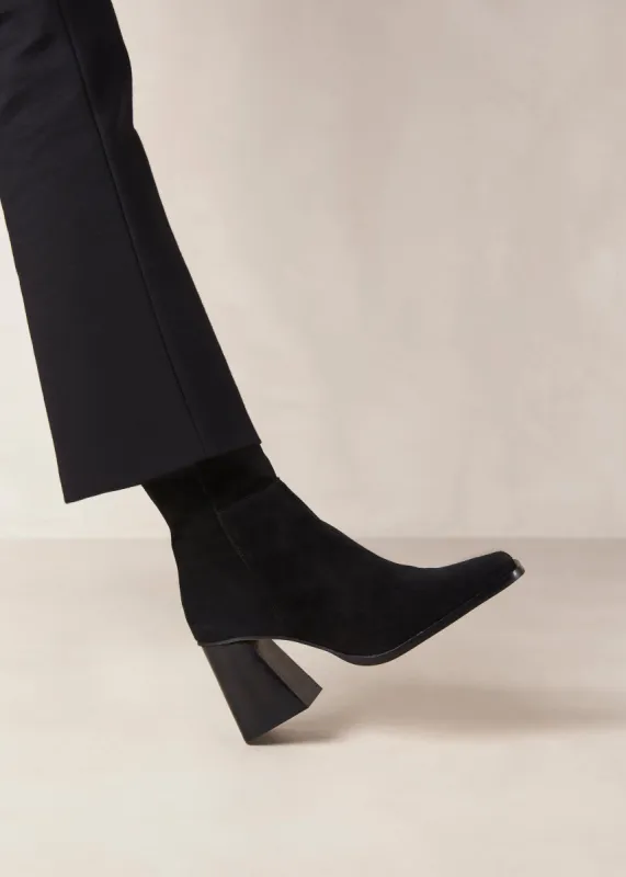 South Suede Black Leather Ankle Boots sold by Alohas