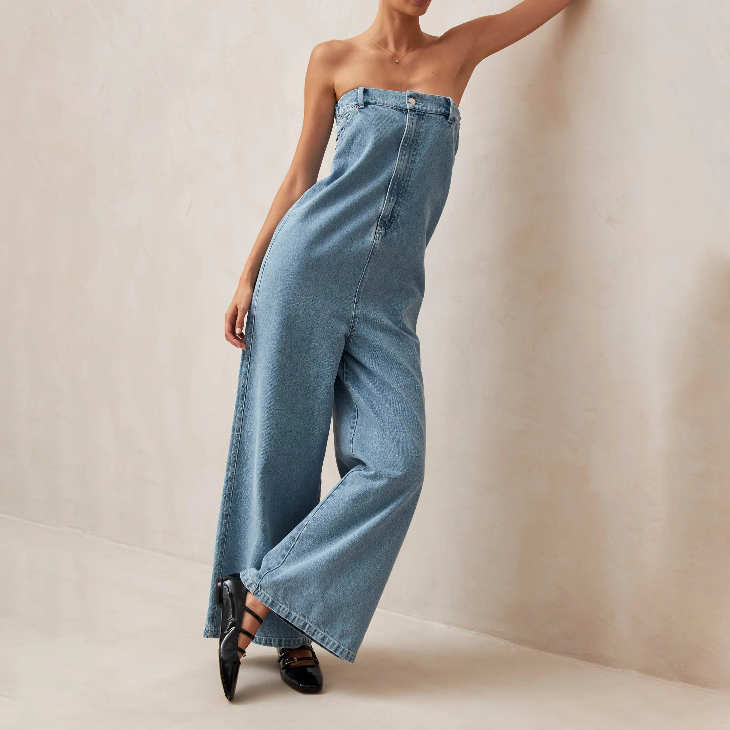Lola Blue Denim Jumpsuit sold by Alohas product image thumbnail 3