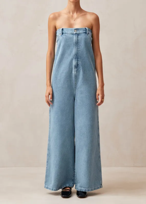 Lola Blue Denim Jumpsuit sold by Alohas