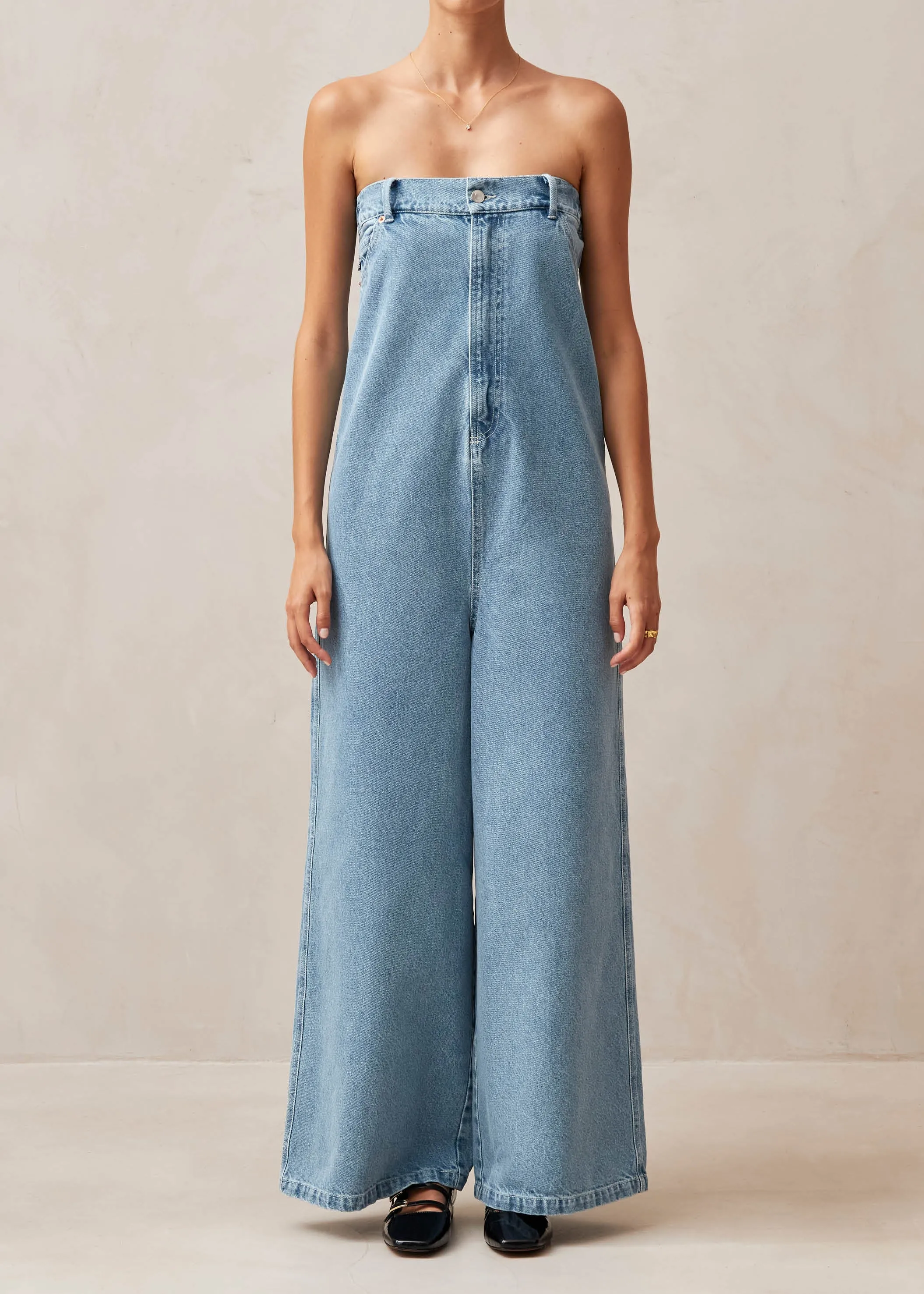 Lola Blue Denim Jumpsuit sold by Alohas