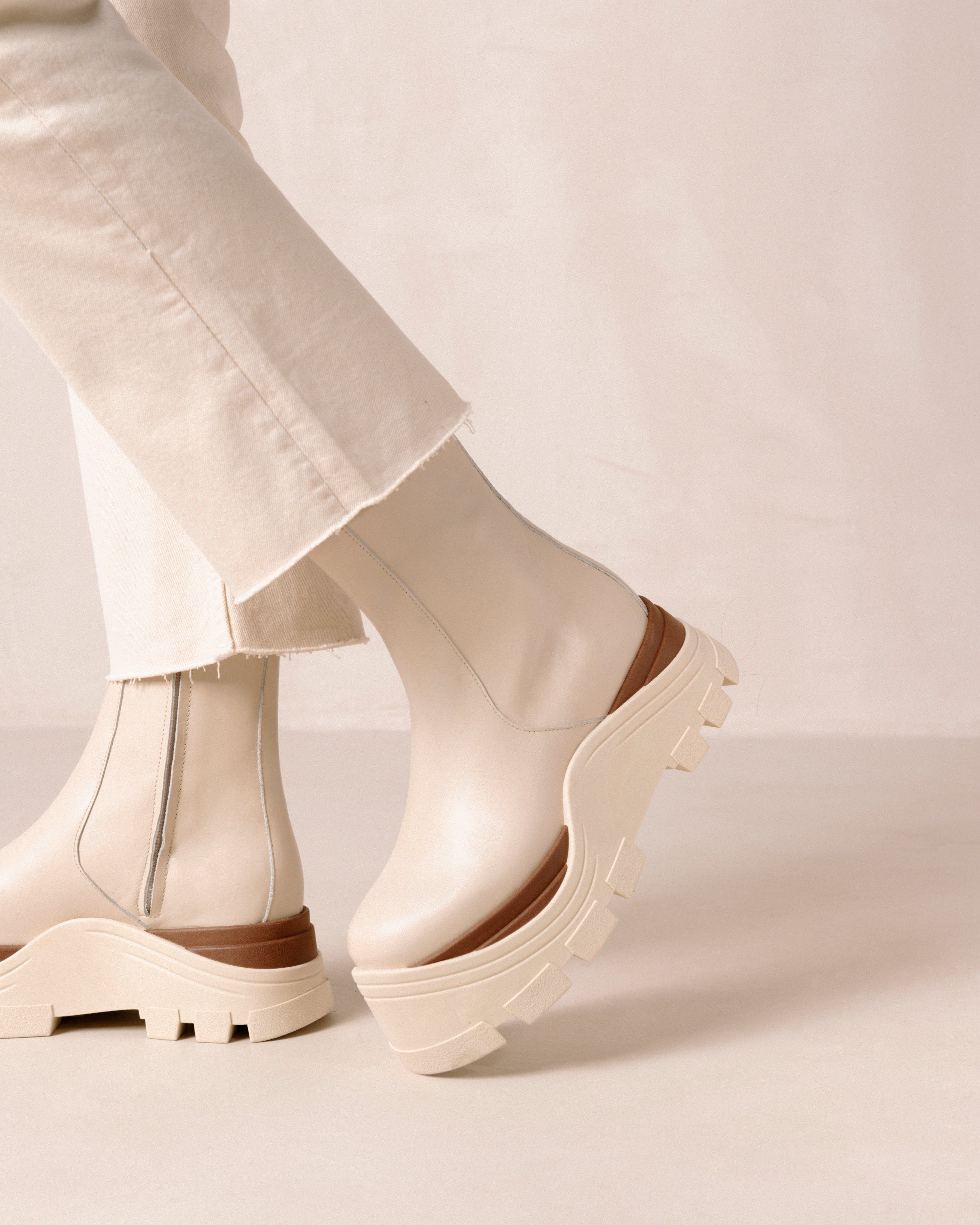 Sapphire Marcona Cream Ankle Boots sold by Alohas