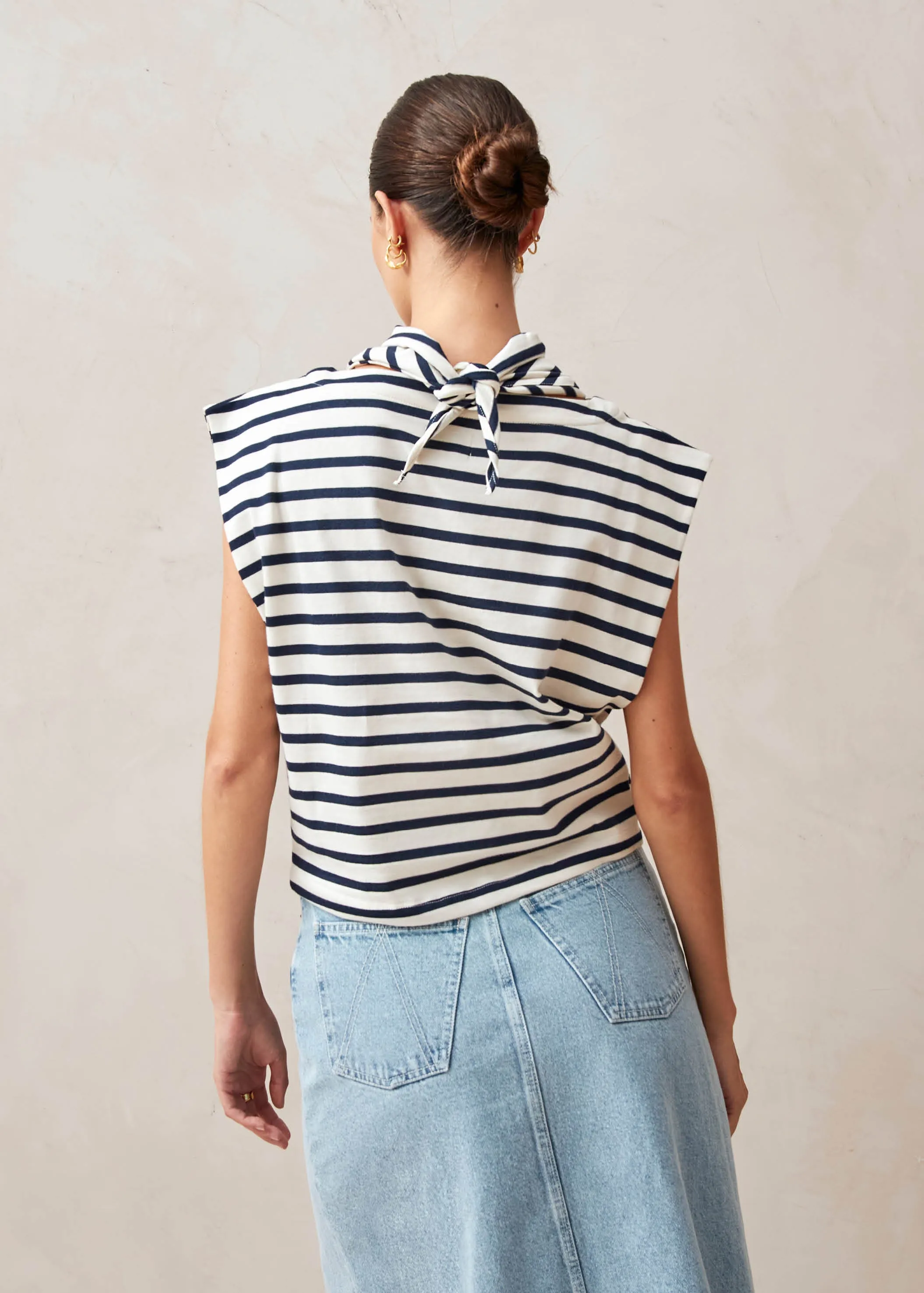 Laurent Stripes Navy And Cream Tshirt sold by Alohas product image thumbnail 5
