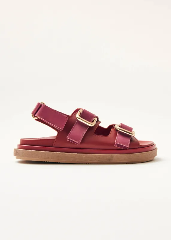 Harper Bicolor Red Magenta Leather Sandals sold by Alohas