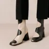 Blair Bicolor Black Cream Ankle Boots sold by Alohas
