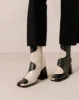 Blair Bicolor Black Cream Ankle Boots sold by Alohas