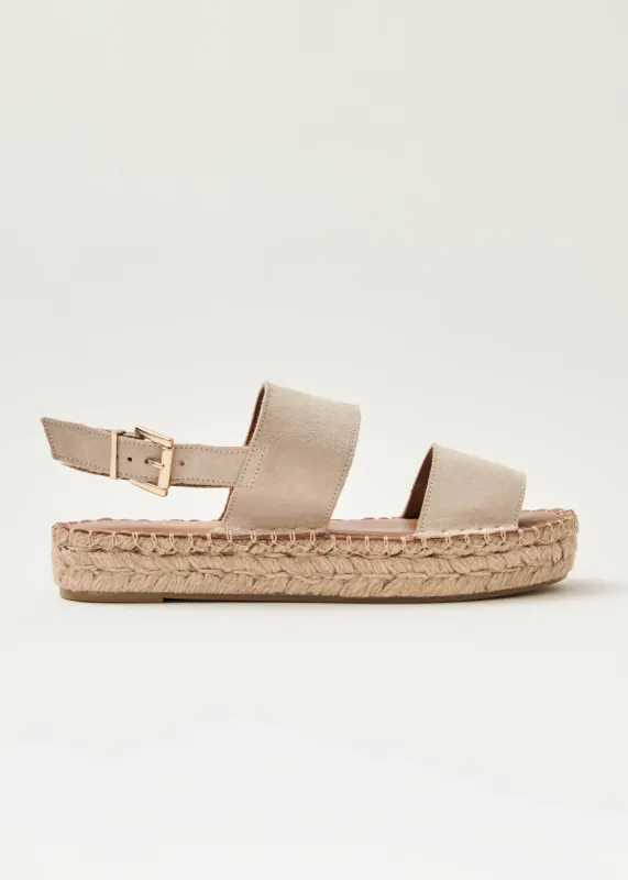 Double Strap Suede Beige Leather Espadrilles sold by Alohas