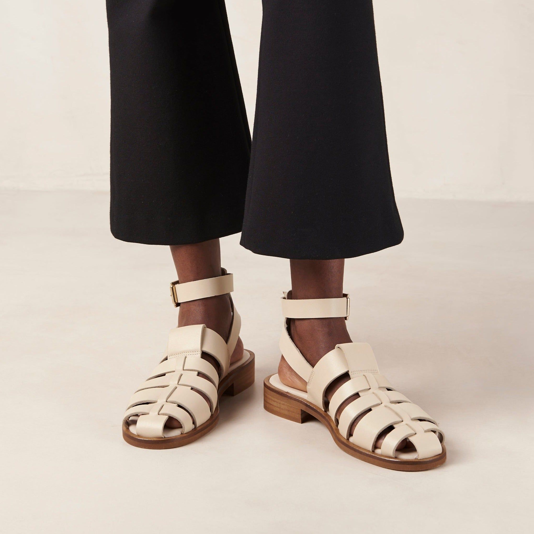 Perry Cream Leather Sandals sold by Alohas product image thumbnail 3