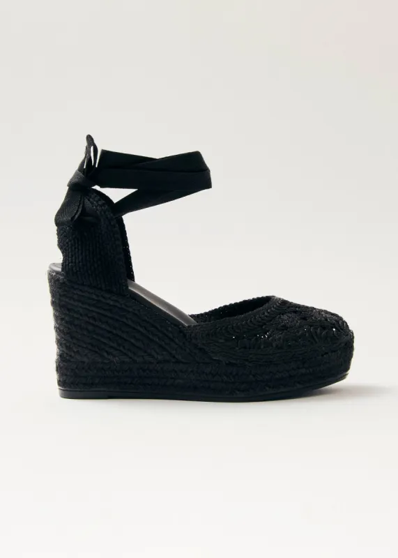 Cordelia Crochet Black Espadrilles sold by Alohas