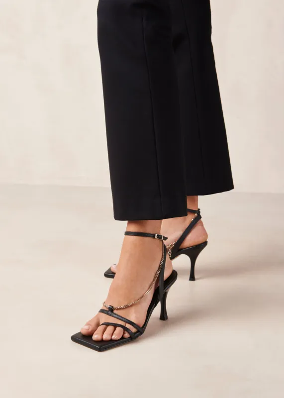 Straps Chain Black Leather Sandals sold by Alohas