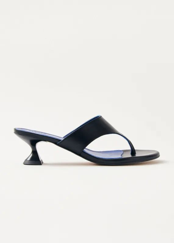 Tess Black Leather Sandals sold by Alohas