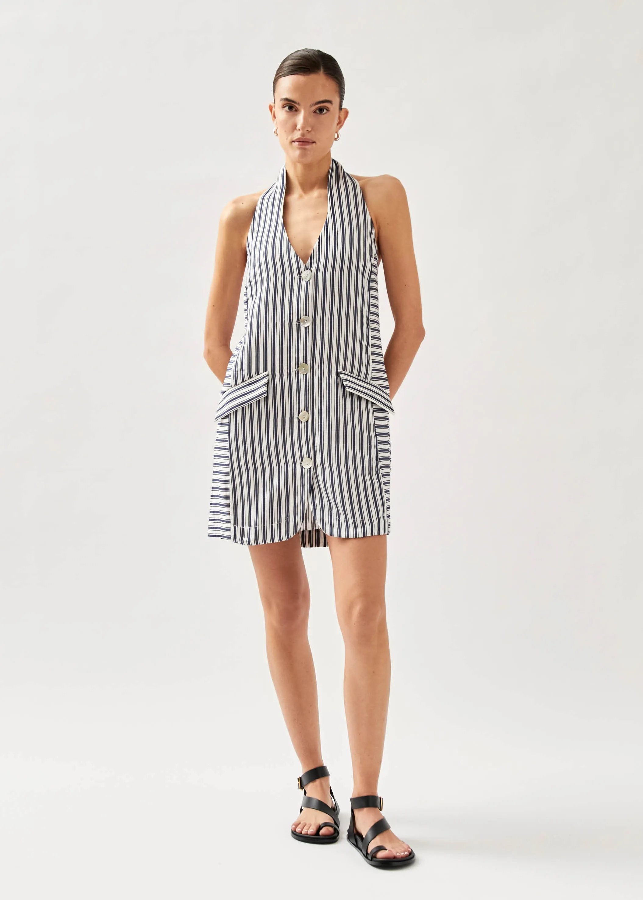 Tulipe Stripes Blue And White Dress sold by Alohas