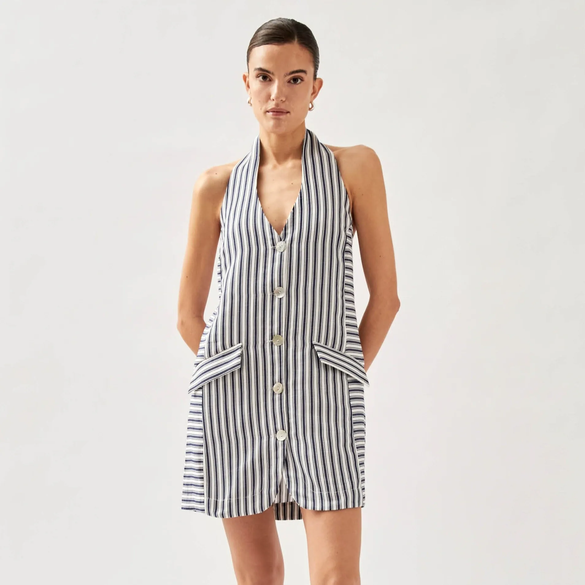 Tulipe Stripes Blue And White Dress sold by Alohas product image thumbnail 3
