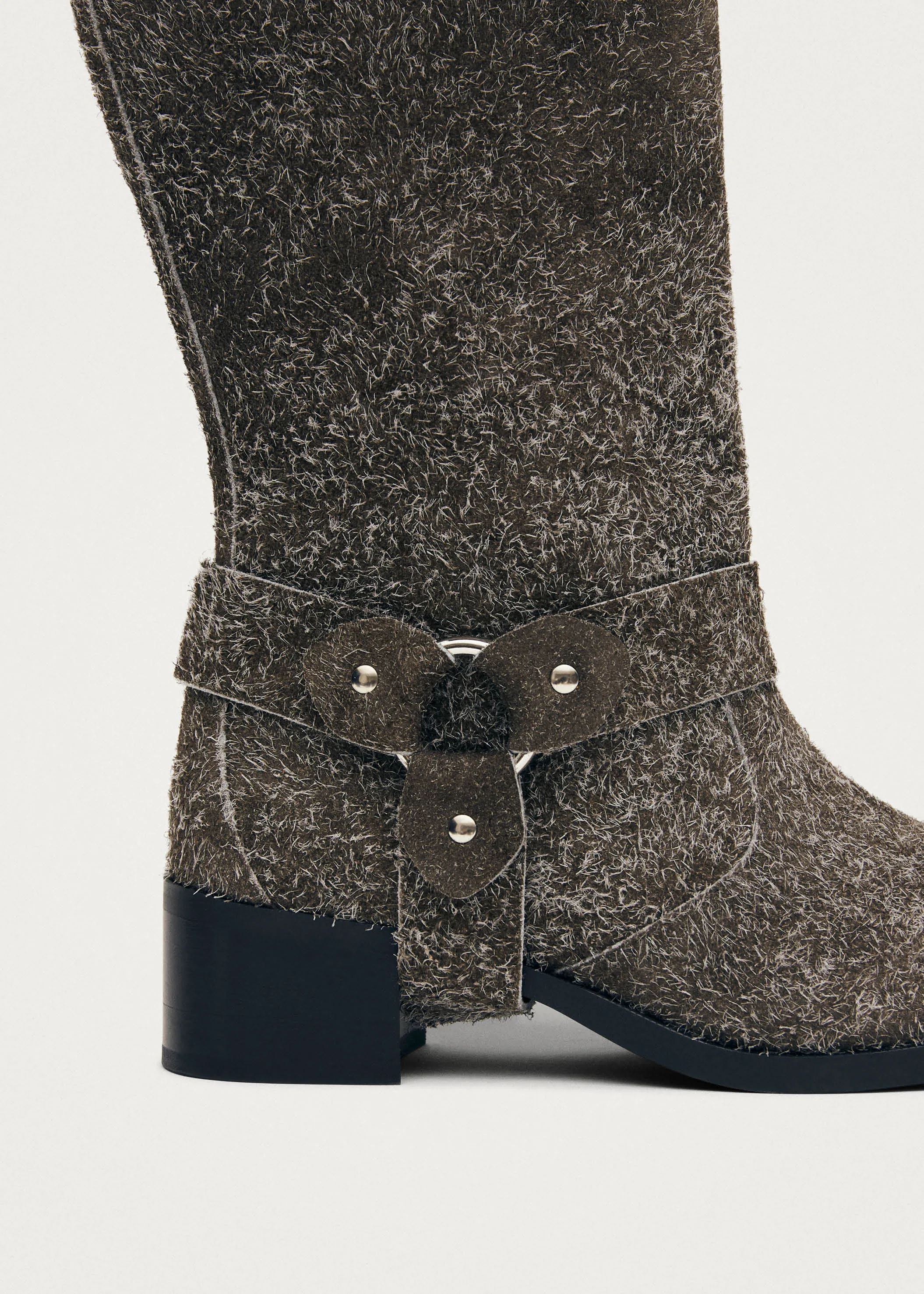 Rocky Suede Fuzzy Khaki Leather Boots sold by Alohas product image thumbnail 5