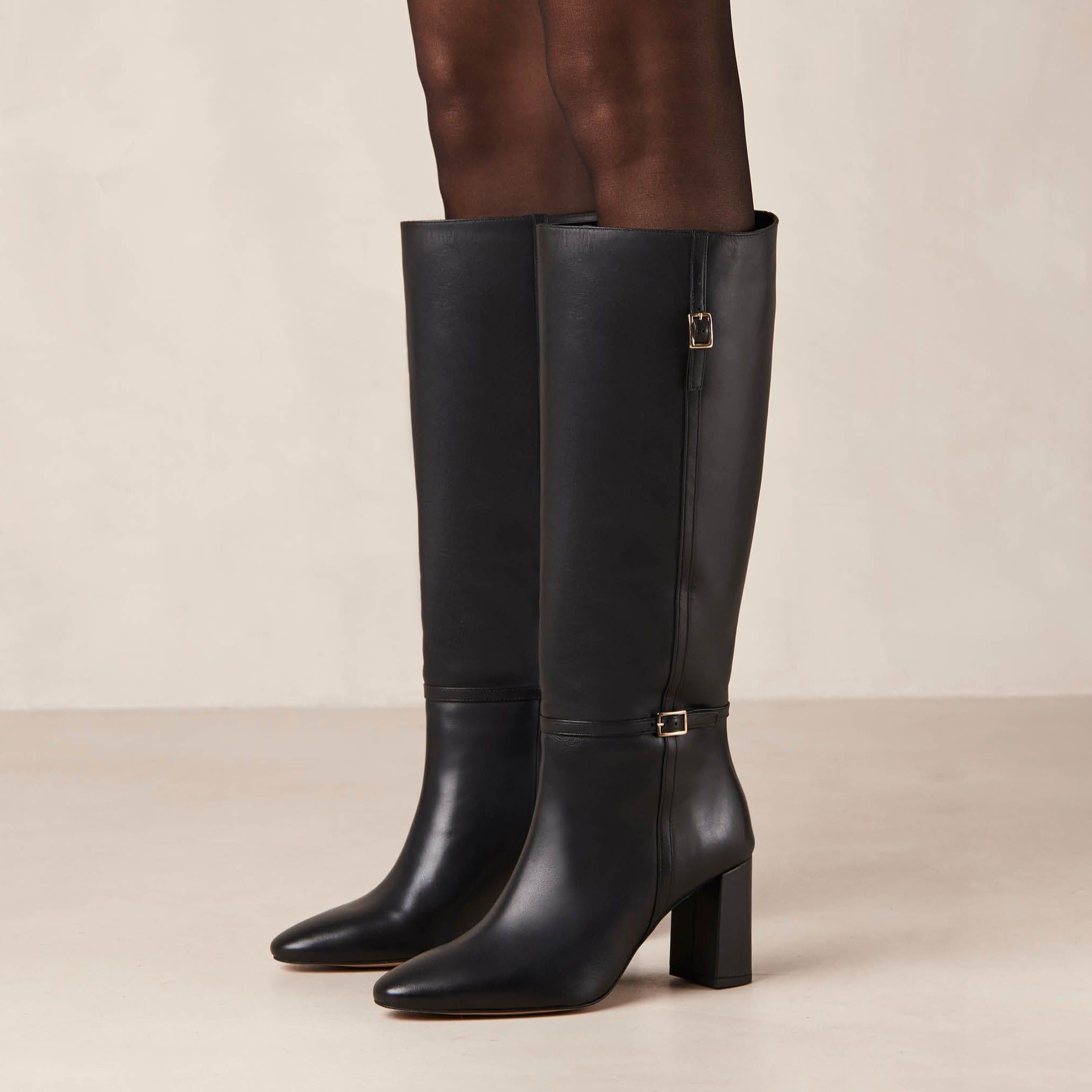 Sharon Black Leather Boots sold by Alohas product image thumbnail 3