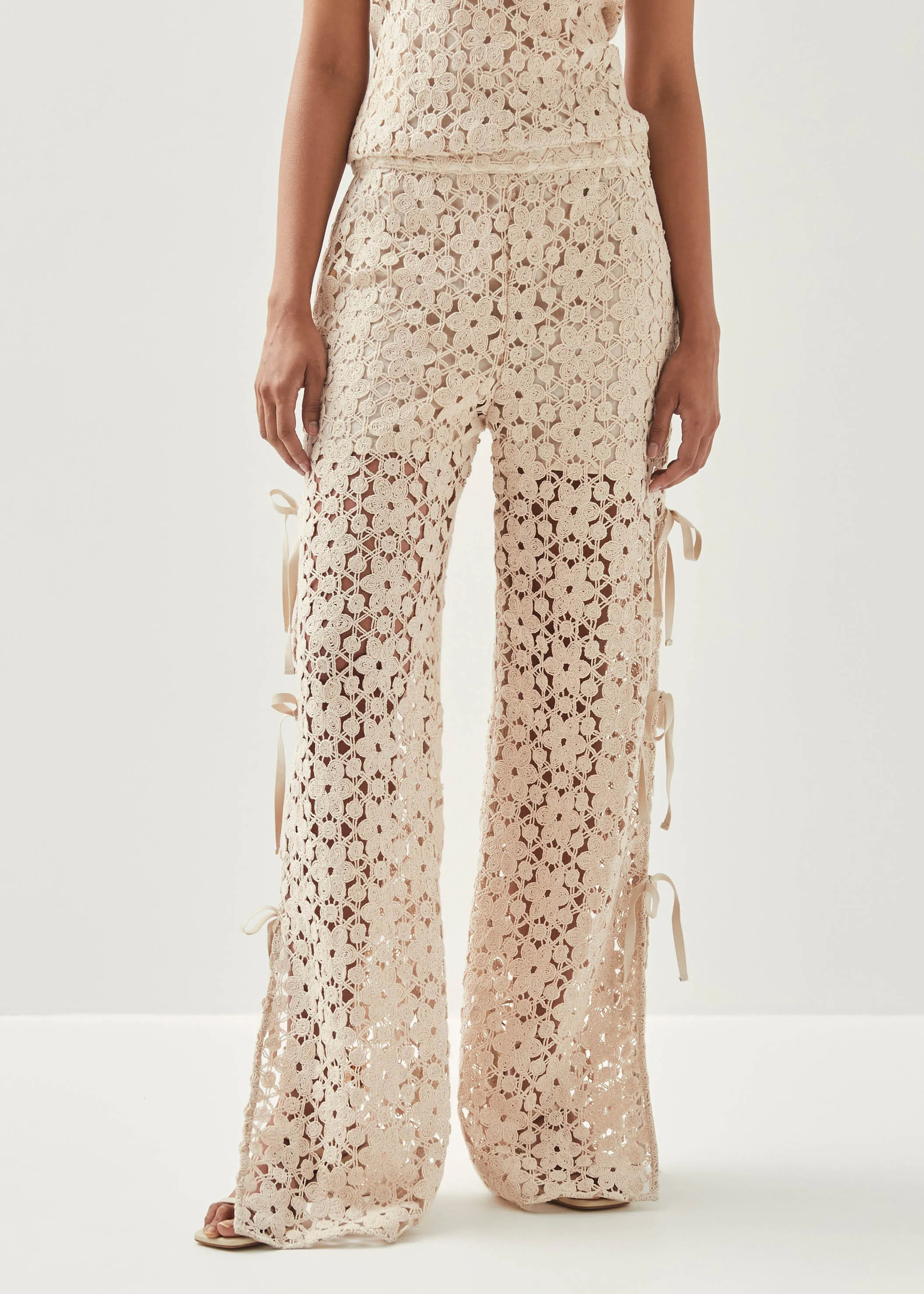 Dibun Lace Cream Trousers sold by Alohas product image thumbnail 5