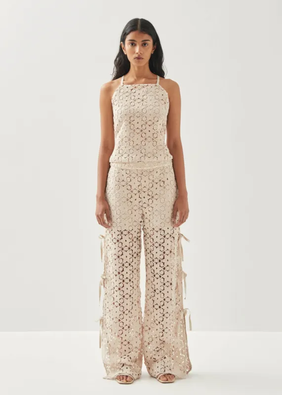 Dibun Lace Cream Trousers sold by Alohas